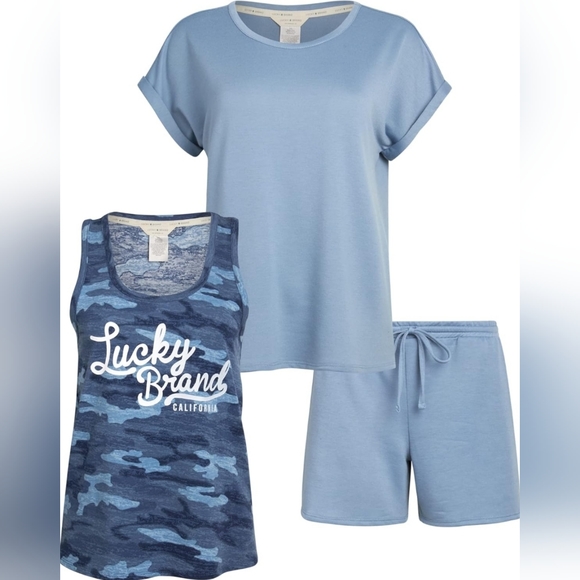 Lucky Brand 3 Piece Tee, Tank And Short Pajama Set - Picture 5 of 10